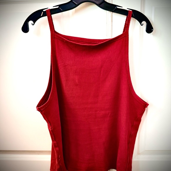 Free People Red Ribbed Tank Top - Picture 6 of 7
